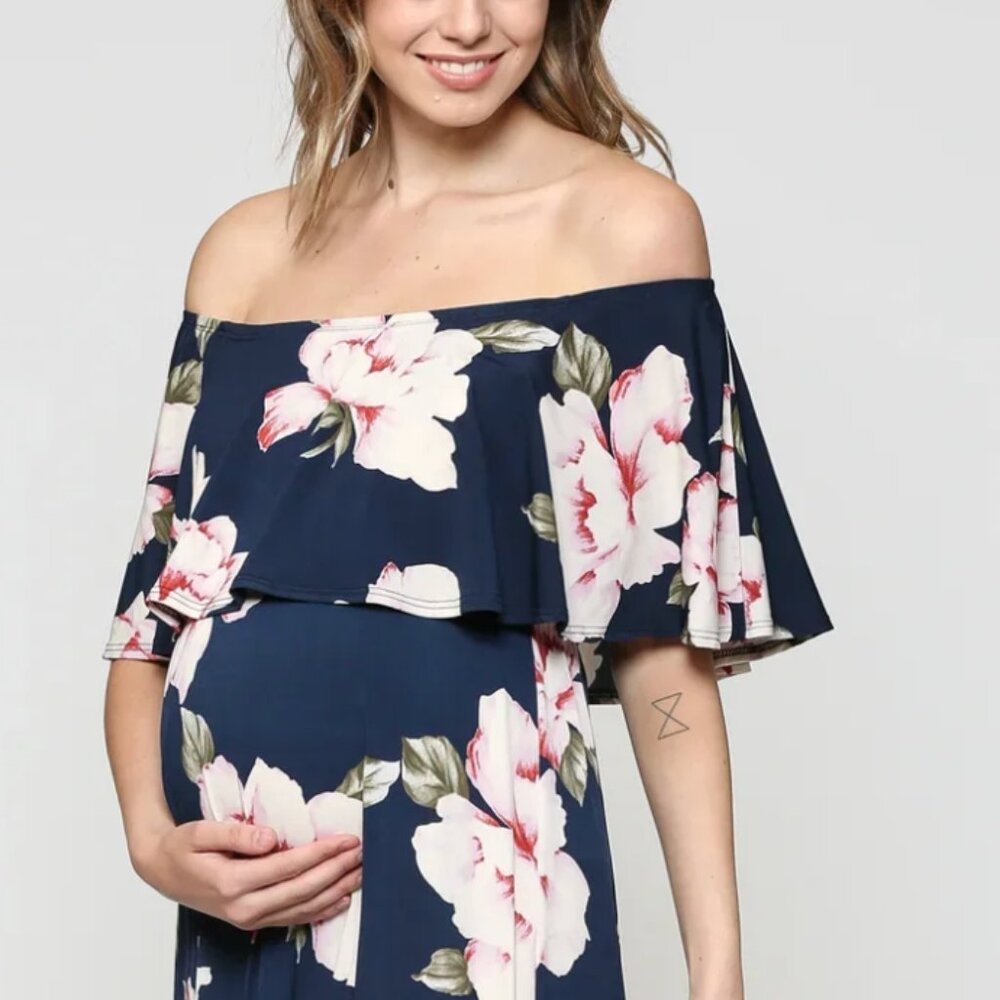 Floral Off The Shoulder Maternity Dress (Petite)